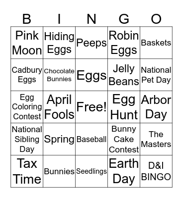 Spring Time Bingo Card