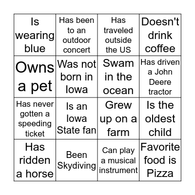 Find Someone Who.... Bingo Card