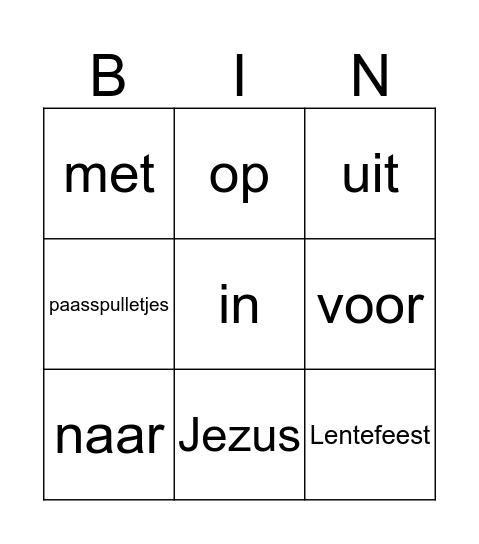 Pasen Bingo Card