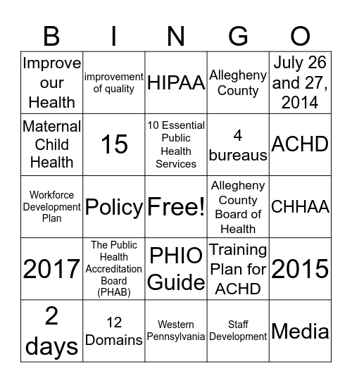 ACHD Accreditation Bingo (3) Bingo Card