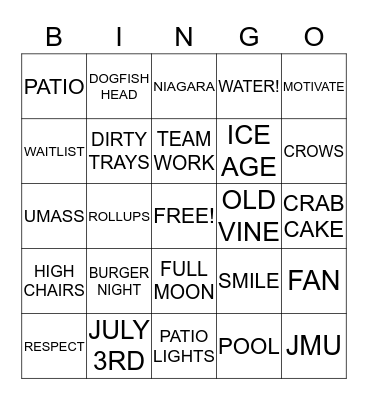 SUNDAY FUNDAY!  Bingo Card