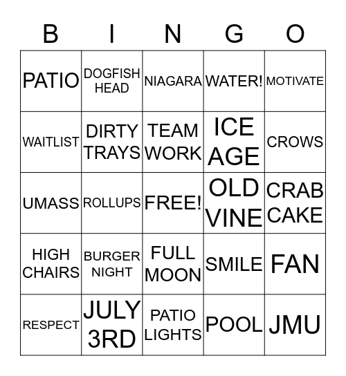 SUNDAY FUNDAY!  Bingo Card