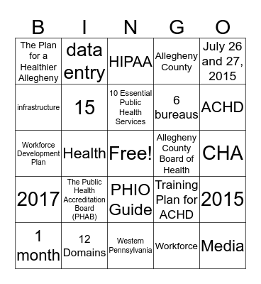 ACHD Accreditation BINGO (4) Bingo Card