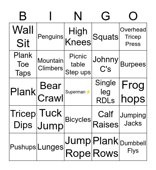 BOLD Week Bingo Card