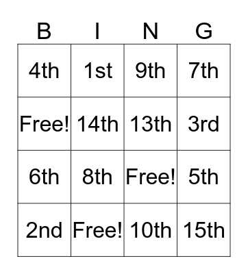 Amendments Bingo Card