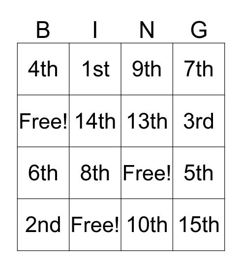 Amendments Bingo Card
