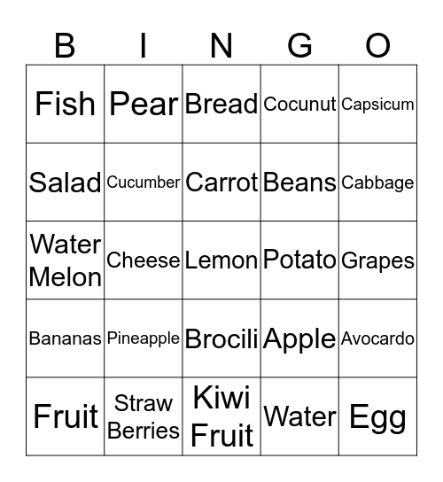 Healthy bingo Card