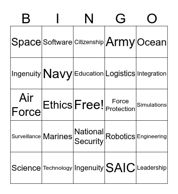 SAIC Bingo Card