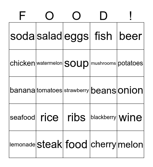 FOOD  Bingo Card