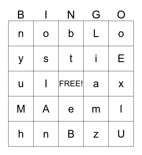 Anthony Bingo Card