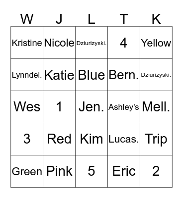 Prtf. Prspd. Prrpm.  Prm prs  Bingo Card