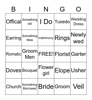 BRIDAL BINGO Card