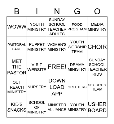 GREATER GRACE MINISTRY FAIR Bingo Card