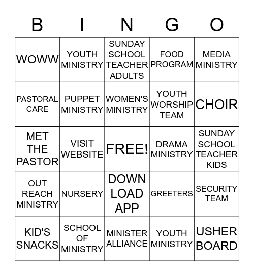GREATER GRACE MINISTRY FAIR Bingo Card