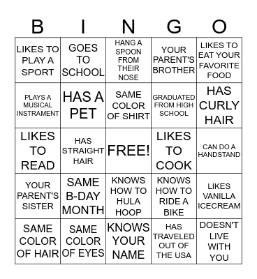 ASHWORTH FAMILY NAMES Bingo Card