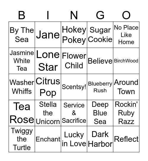 Scentsy Bingo Card