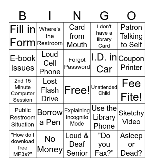 Computer Center Bingo Card