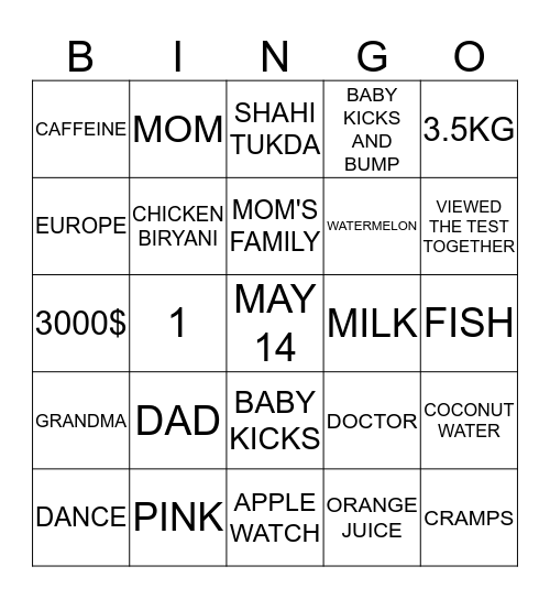 Know Mom-to-be  Bingo Card