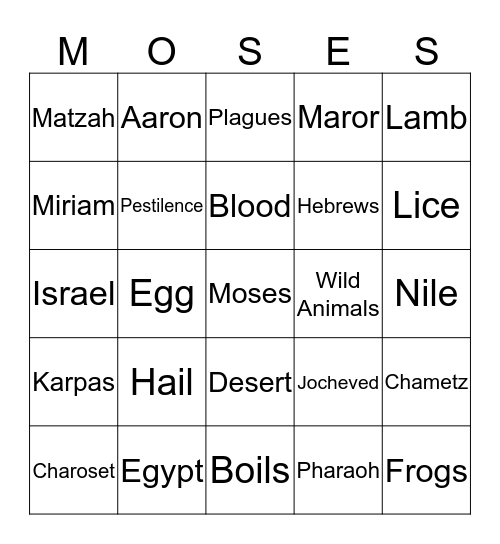 Happy Passover! Bingo Card