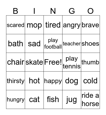 Charade Bingo Card