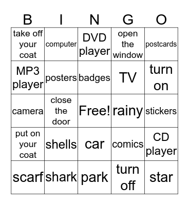 My Things Bingo Card
