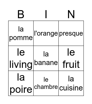 woordenschat P9L5 Bingo Card