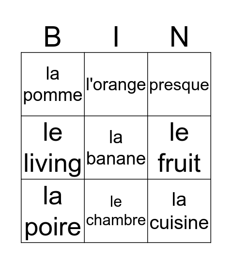 woordenschat P9L5 Bingo Card