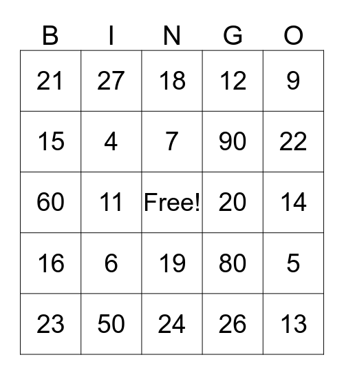 LET'S COUNT! Bingo Card