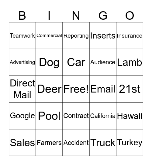 Bring Your Daughters and Sons To Work Day Bingo Card