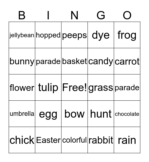 Spring Bingo Card