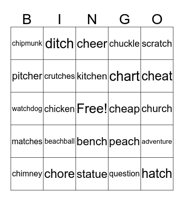 Ch Vocabulary Bingo Card