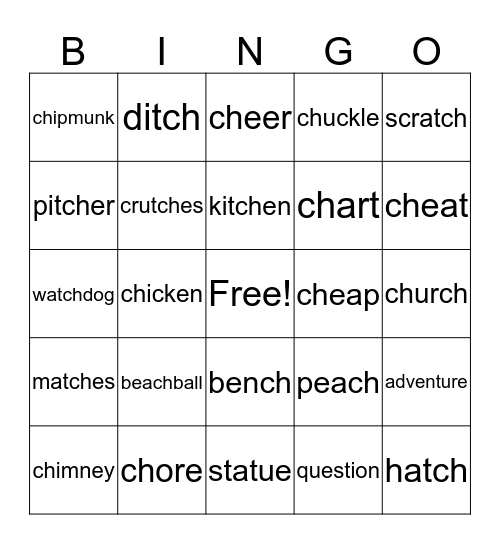 Ch Vocabulary Bingo Card