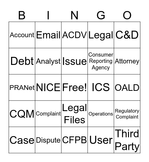 Complaints BINGO Card