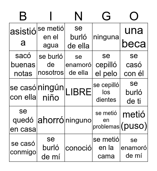 II Chapter 7 #2 Bingo Card