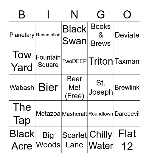 Brewery BINGO Card
