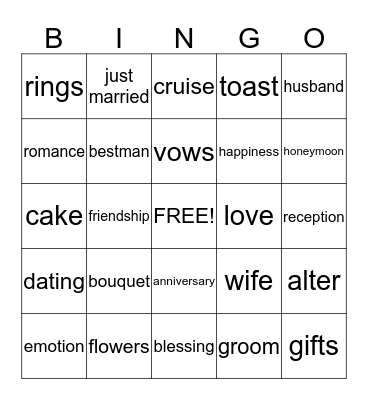 FIRST LADY VIVIAN'S BRIDAL SHOWER Bingo Card