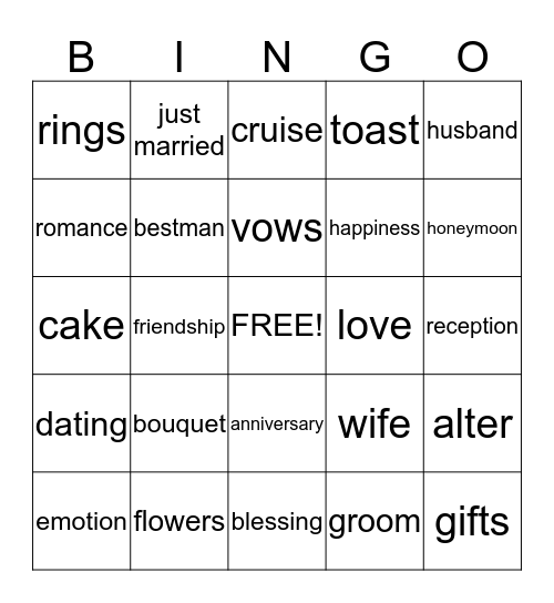 FIRST LADY VIVIAN'S BRIDAL SHOWER Bingo Card