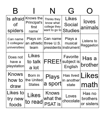 AVID 10 BINGO Card