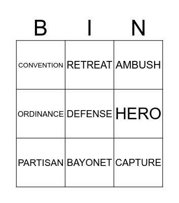 Revolution Bingo Card