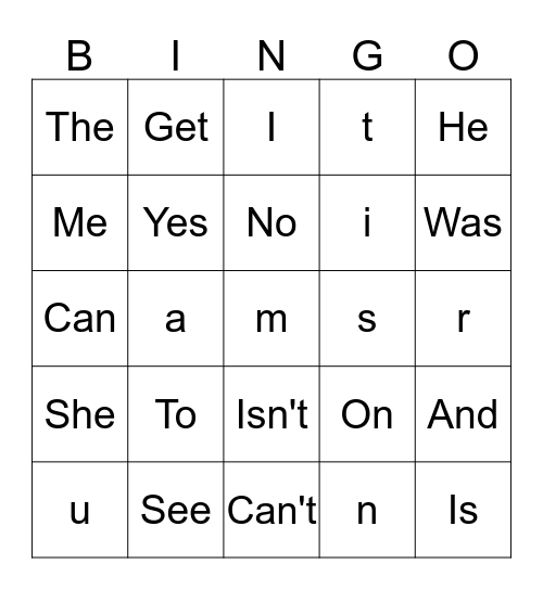 Lesson 1-20 Bingo!  Bingo Card