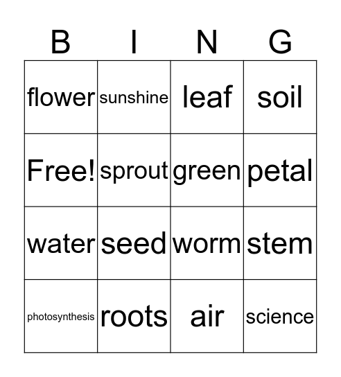 Plants! Bingo Card