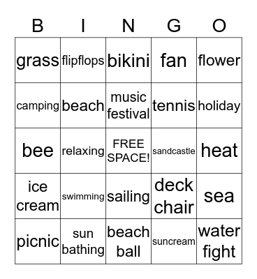 Summer Bingo Card