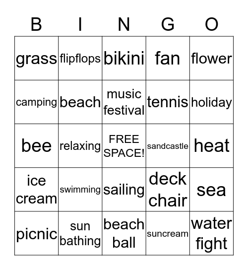 Summer Bingo Card