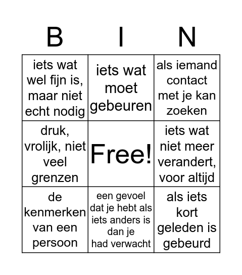 Bingo thema 17 Bingo Card