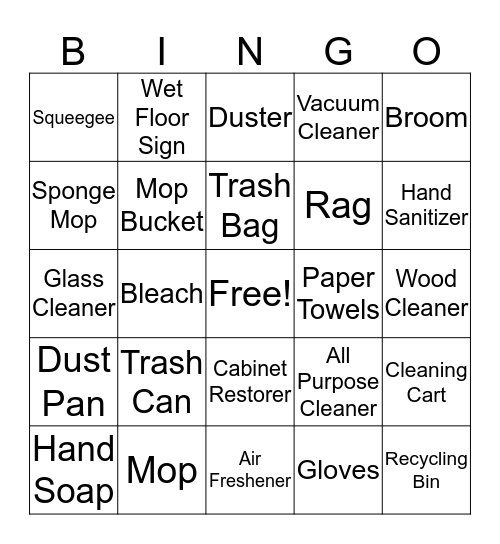 Cleaning  Bingo Card