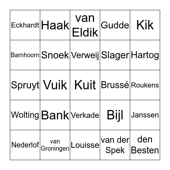 Kolderdag Bingo Card