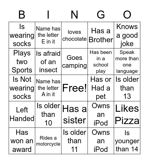 Network Bingo Card