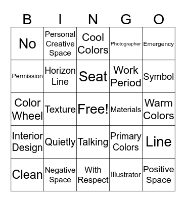 Art Terms & Mr. Davis' Rules Bingo Card