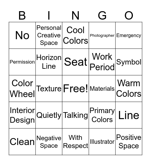 Art Terms & Mr. Davis' Rules Bingo Card