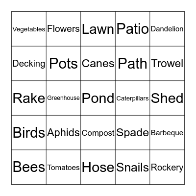 GARDEN BINGO Card